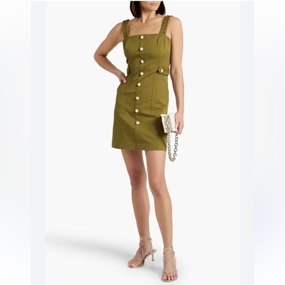 Derek Lam 10 Crosby Womens Naiyah Green Utility Sheath Mini Dress Size 4